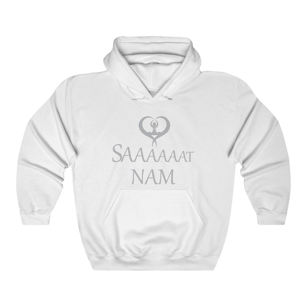 Long Sat Short Nam- Heart Hooded Sweatshirt White
